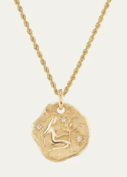 Aaryah18K Yellow Gold Large Diamond Zodiac Pendant Necklace