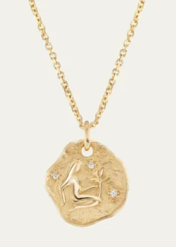 Aaryah18K Yellow Gold Mini Diamond Zodiac Pendant Necklace