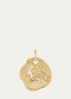 Aaryah18K Yellow Gold Mini Diamond Zodiac Pendant Necklace