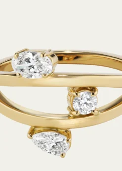 Aaryah18K Yellow Gold Natural Diamond Cosmo Ring, Size 6