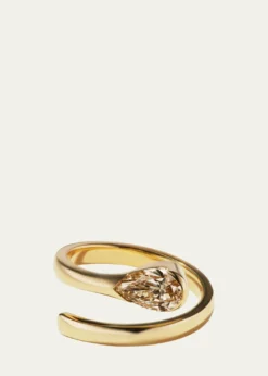 Aaryah18K Yellow Gold Natural Fancy Light Brown Pear Diamond Nyoka Ring, Size 6