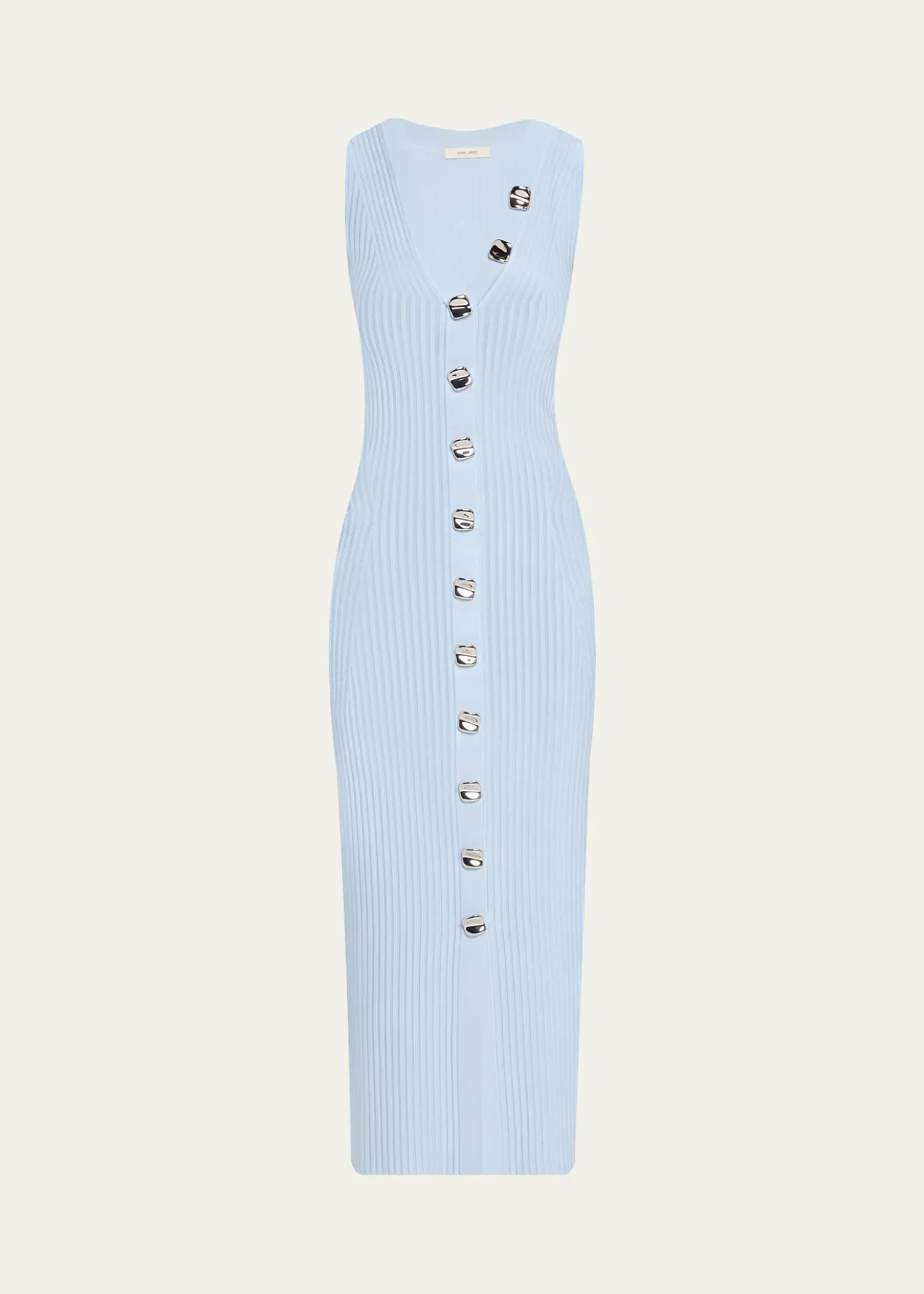 Adam LippesEliza Sleeveless Button-Front Rib Midi Dress
