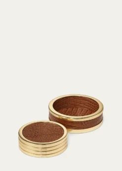AERINColette Croc-Embossed Leather Coasters, Set of 4