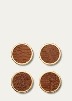 AERINColette Croc-Embossed Leather Coasters, Set of 4