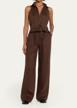 AEXAESleeveless Linen Drawstring Top