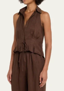 AEXAESleeveless Linen Drawstring Top