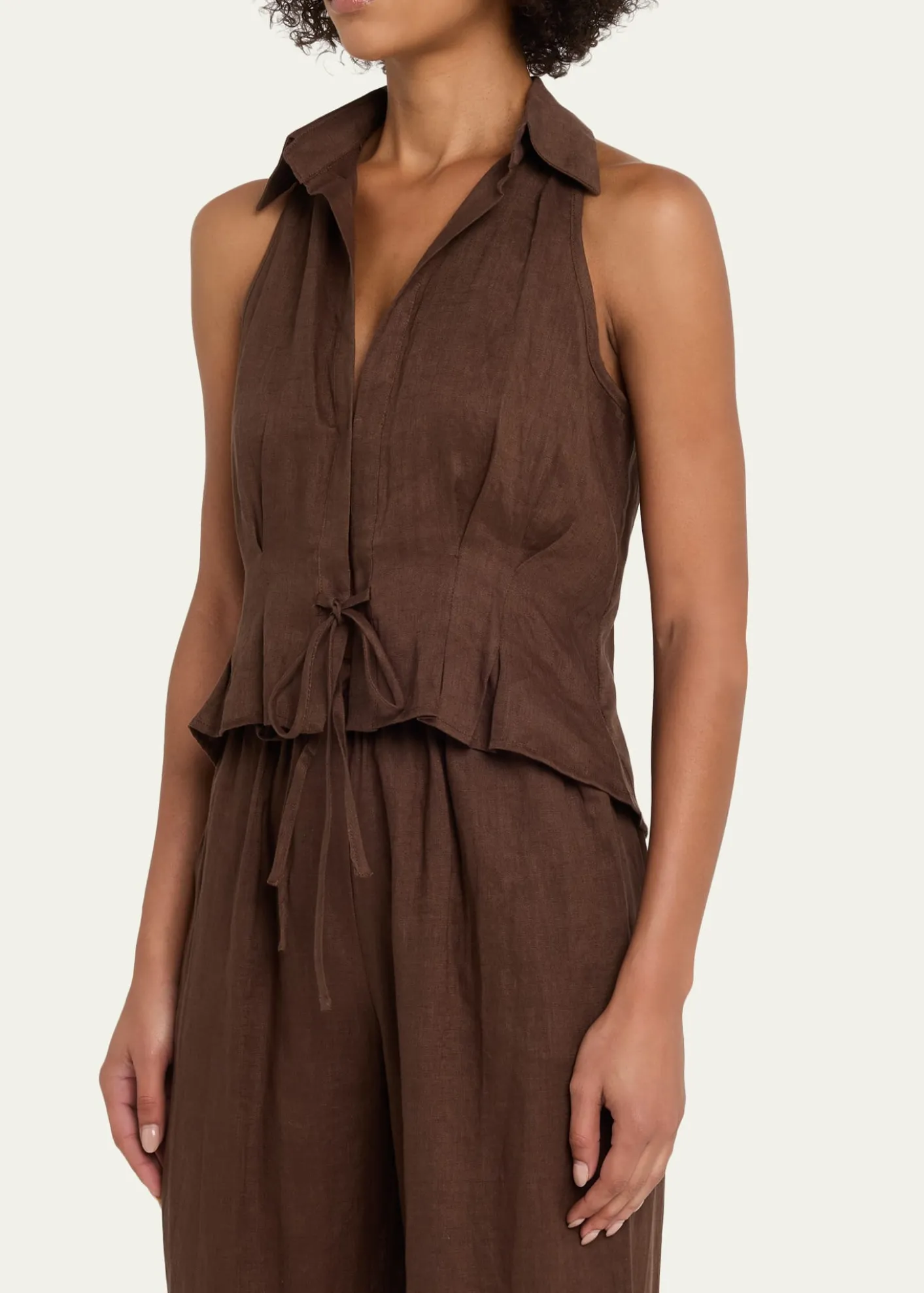 AEXAESleeveless Linen Drawstring Top