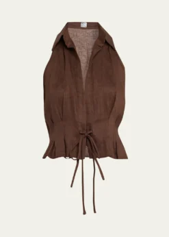 AEXAESleeveless Linen Drawstring Top