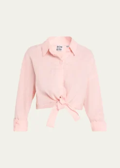 AEXAETie-Front Linen Shirt