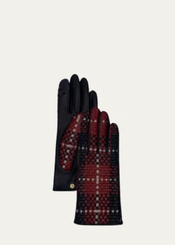 AgnelleTwo-Toned Lambskin Leather Gloves