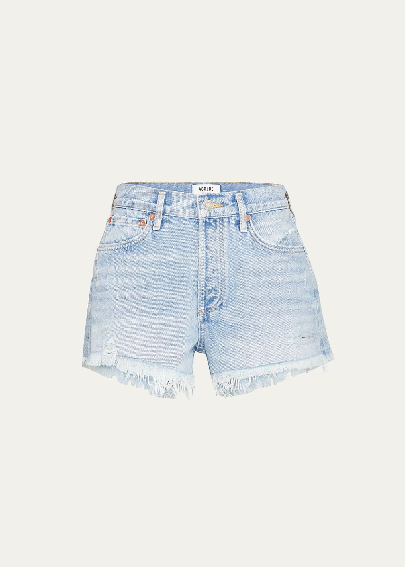 AGOLDEParker Vintage Frayed-Hem Denim Shorts