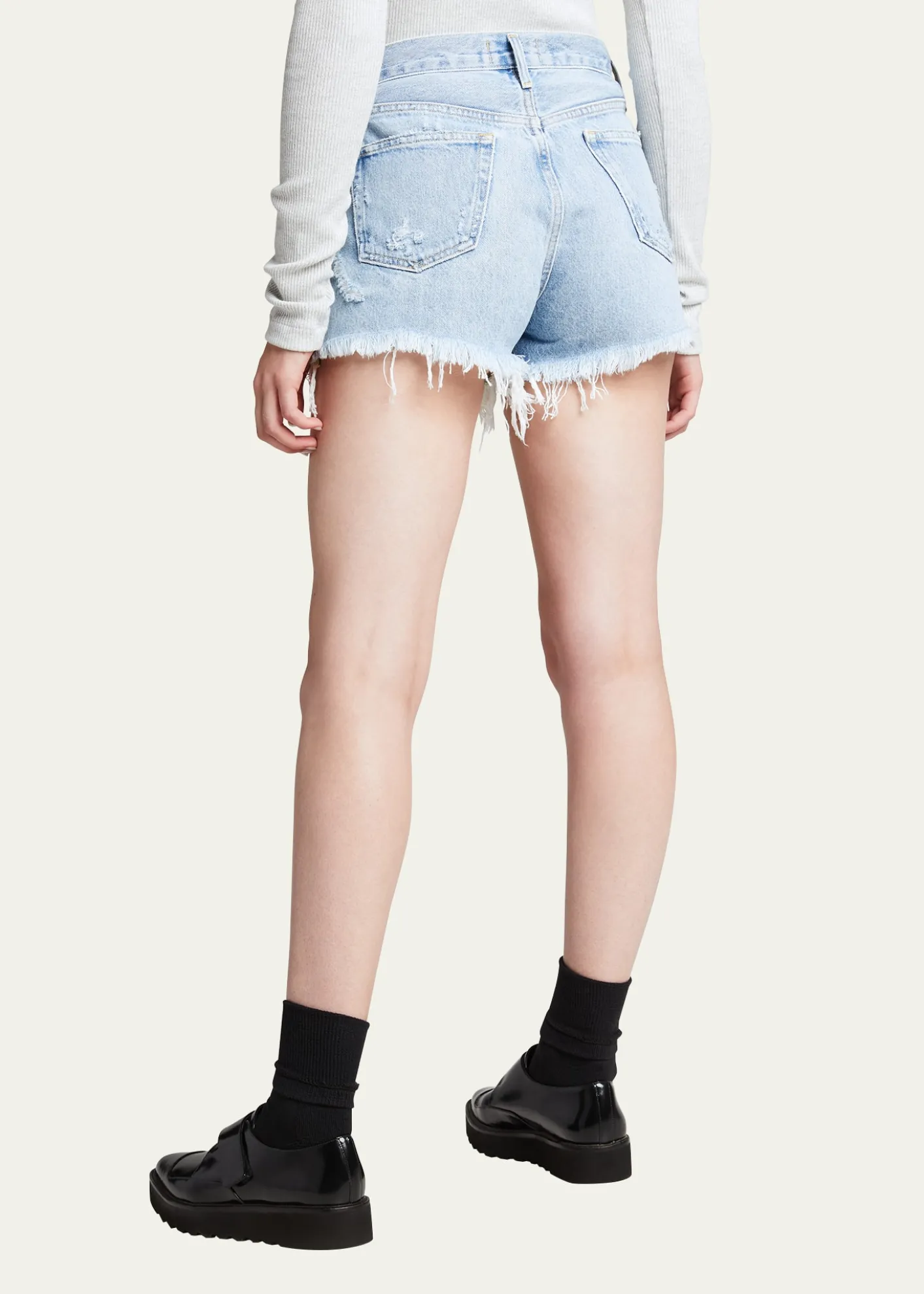 AGOLDEParker Vintage Frayed-Hem Denim Shorts