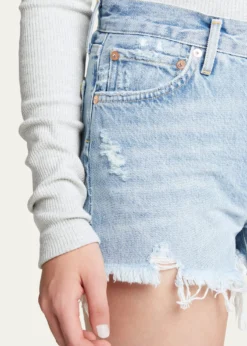 AGOLDEParker Vintage Frayed-Hem Denim Shorts