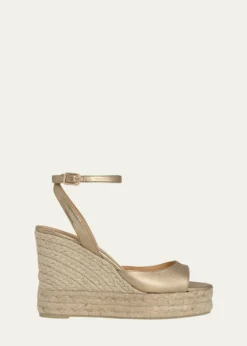 AGS X CASTANER110mm Brook Metallic Leather Platform Espadrille Sandals