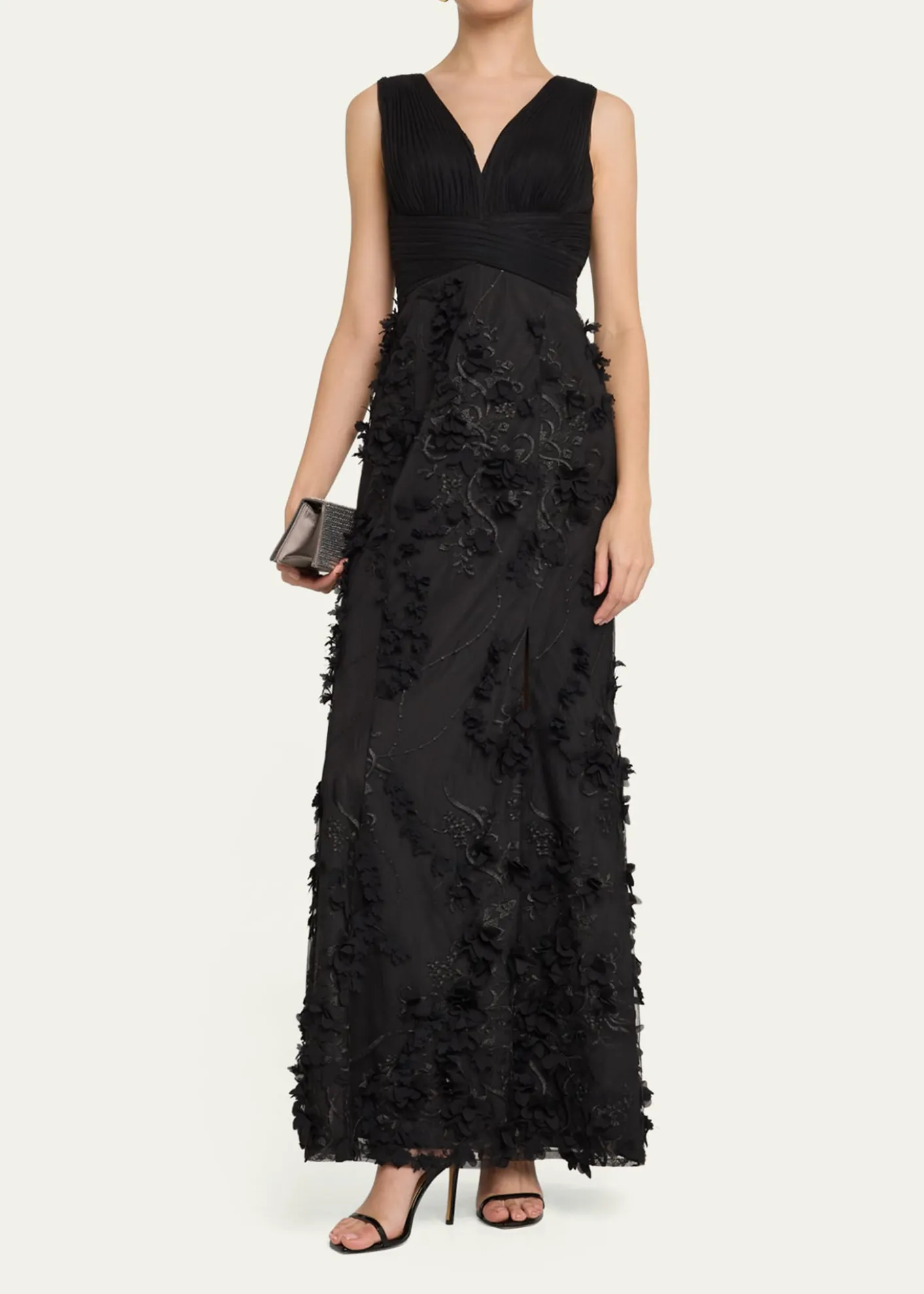 Aidan MattoxEmbroidered Floral Applique Gown