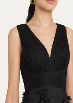 Aidan MattoxEmbroidered Floral Applique Gown