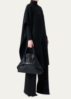 AkrisAi Medium Chevron Leather Tote Bag