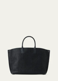AkrisAi Medium Chevron Leather Tote Bag