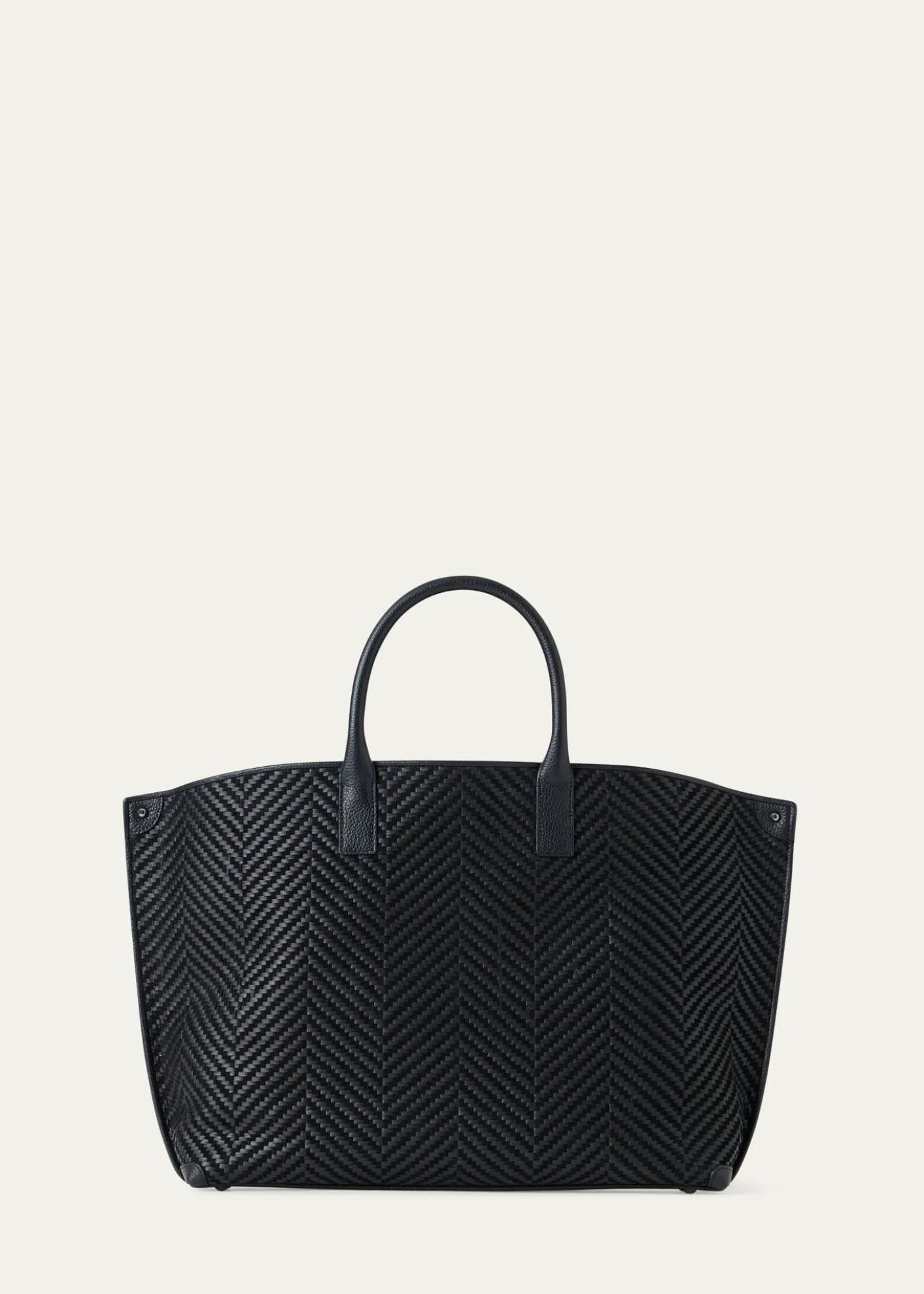 AkrisAi Medium Chevron Leather Tote Bag