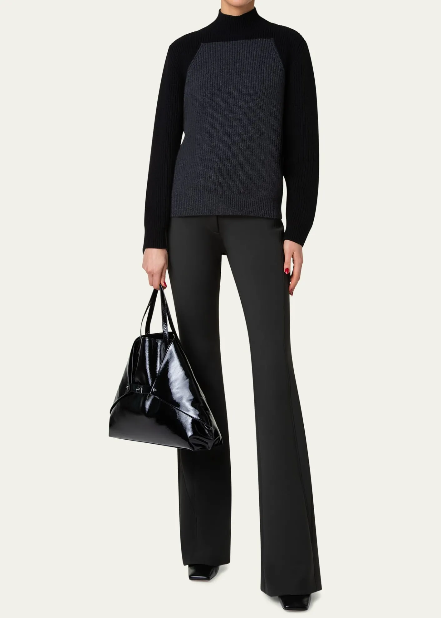 AkrisAi Medium Lacquered Leather Tote Bag