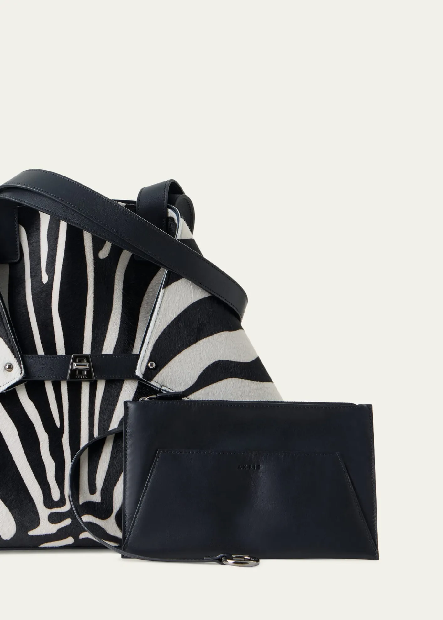 AkrisAi Medium Zebra-Print Top-Handle Tote Bag