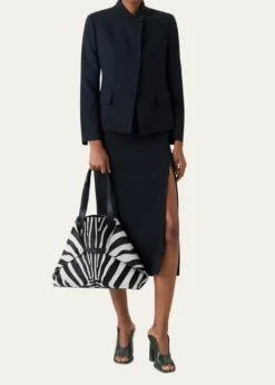 AkrisAi Medium Zebra-Print Top-Handle Tote Bag