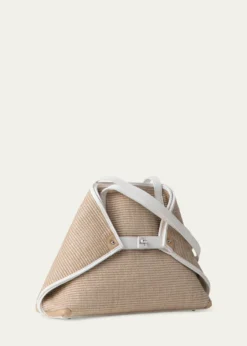 AkrisAi Raffia & Leather Tote Bag