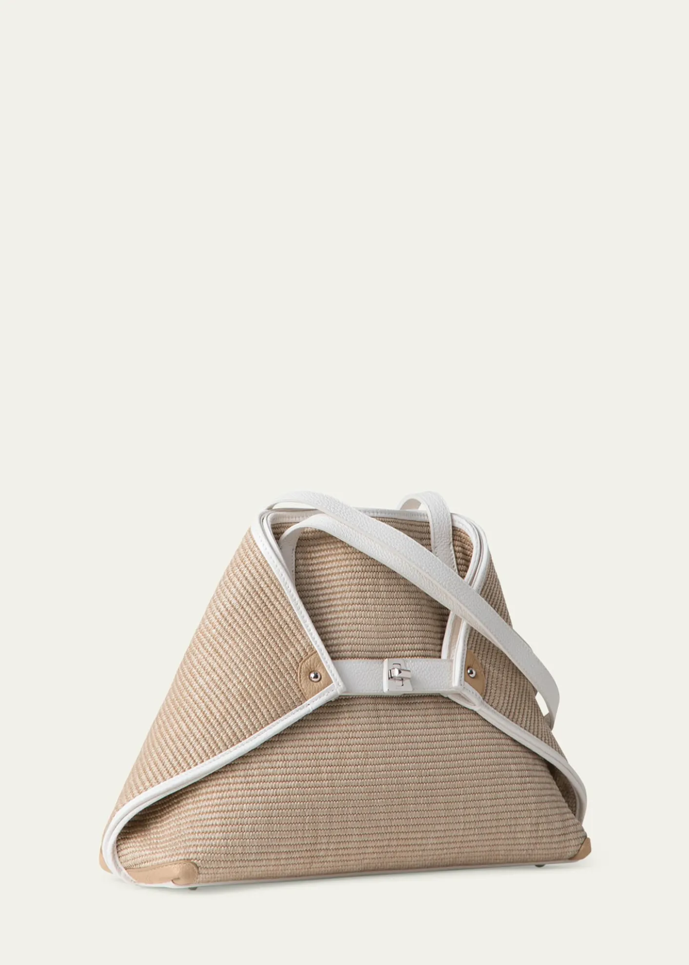 AkrisAi Raffia & Leather Tote Bag
