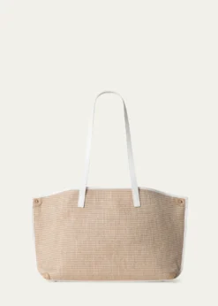AkrisAi Raffia & Leather Tote Bag