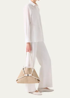 AkrisAi Raffia & Leather Tote Bag