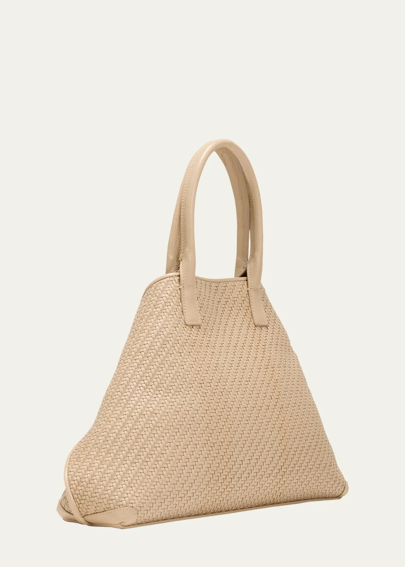 AkrisAi Small Braided Leather Top-Handle Bag