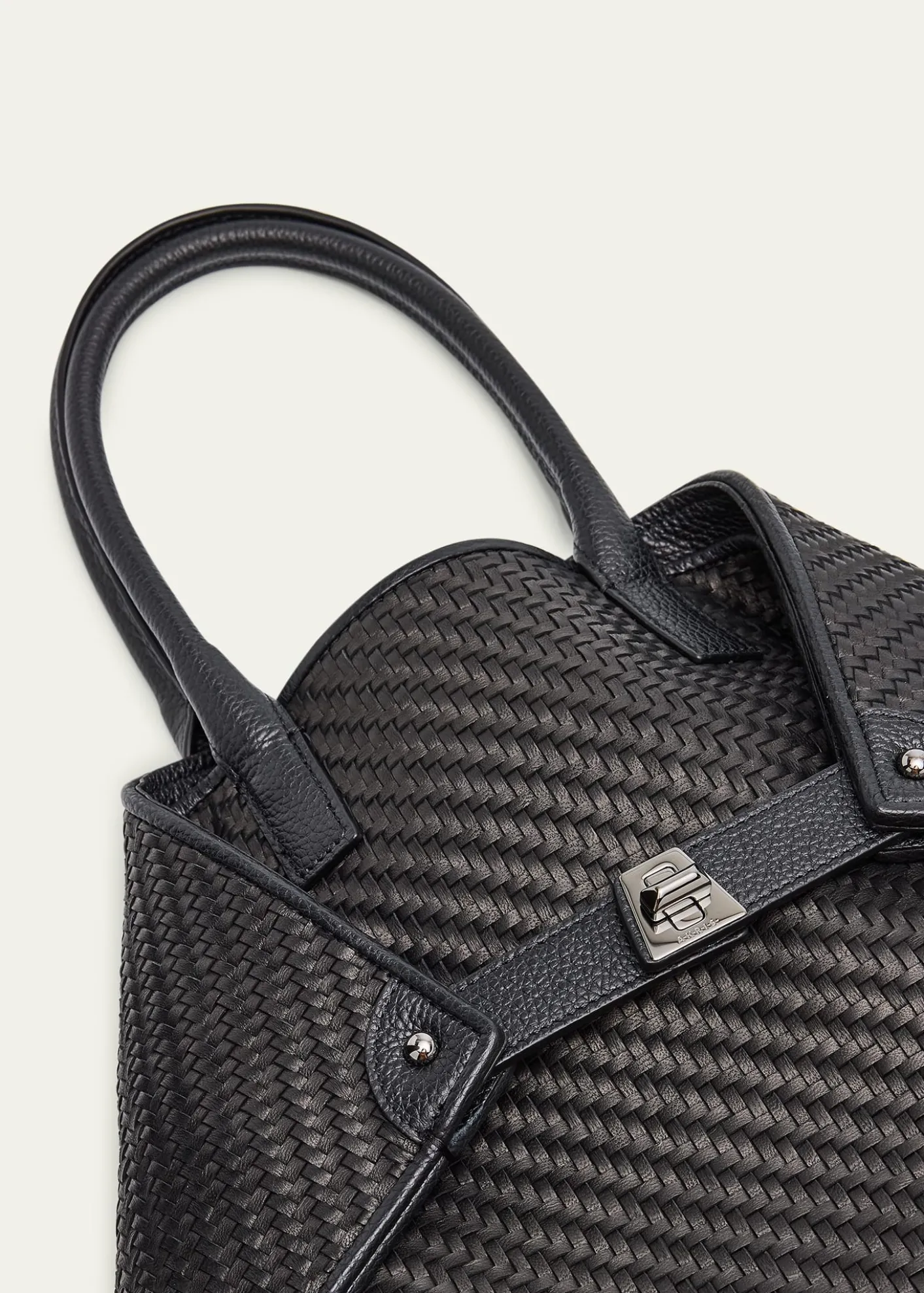 AkrisAi Small Plaid Braided Top-Handle Bag
