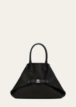 AkrisAi Small Plaid Braided Top-Handle Bag