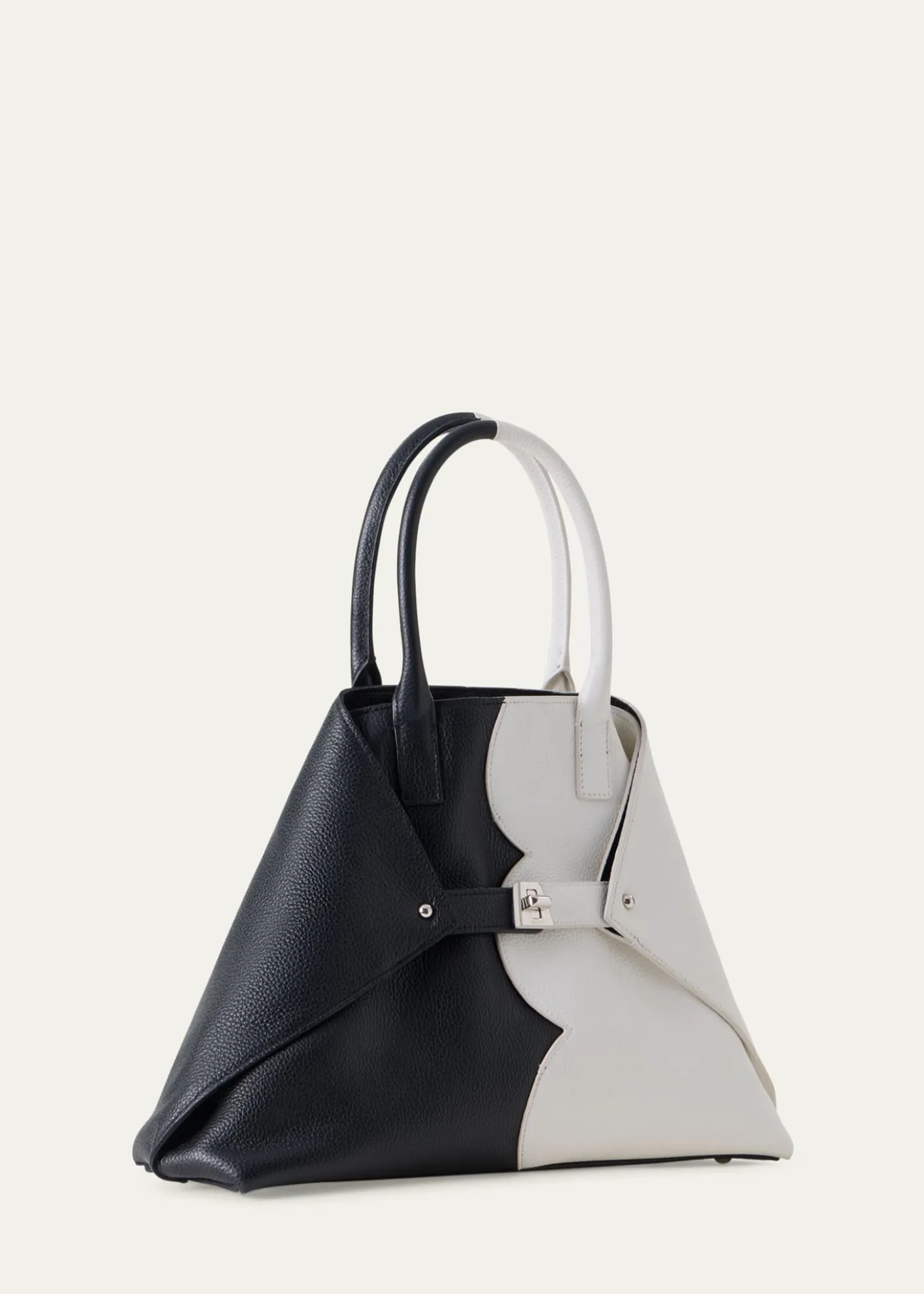 AkrisAI Small Scalloped Colorblock Top-Handle Bag
