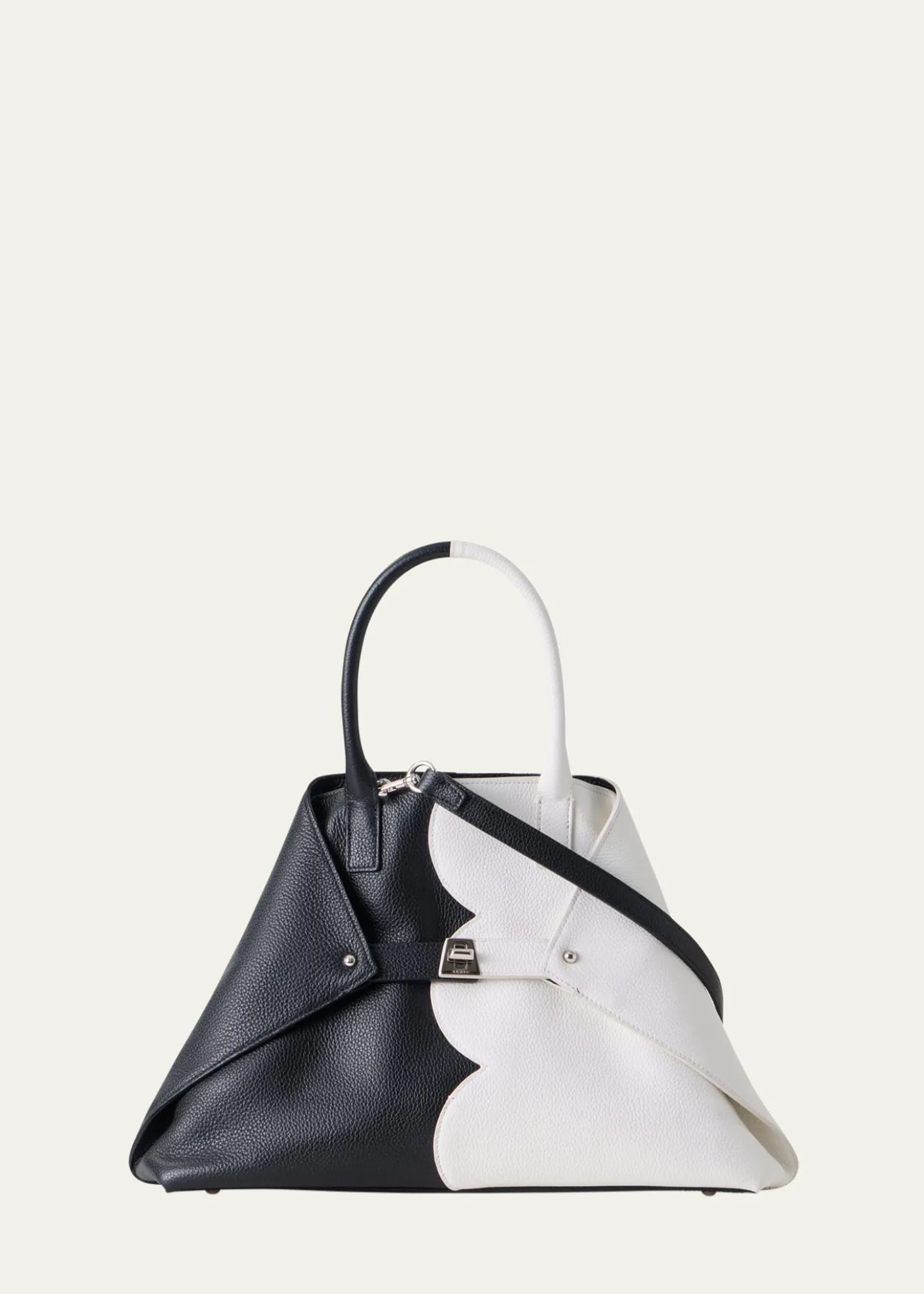 AkrisAI Small Scalloped Colorblock Top-Handle Bag