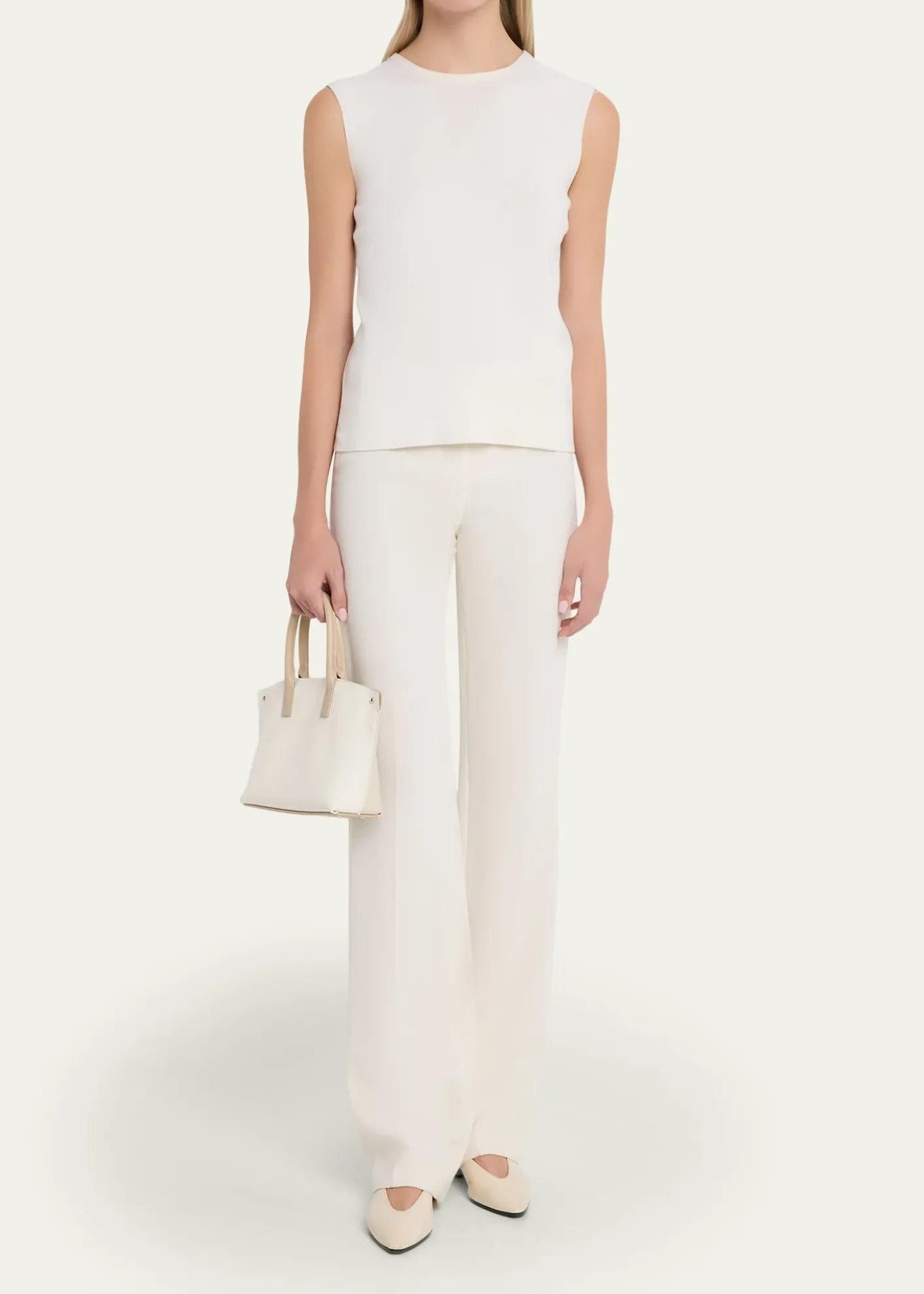 AkrisAi Two-Tone Leather Tote Bag