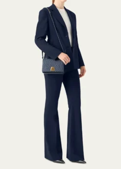 AkrisAlice Small Ostrich Leather Top-Handle Bag