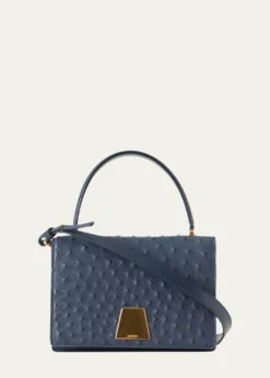 AkrisAlice Small Ostrich Leather Top-Handle Bag