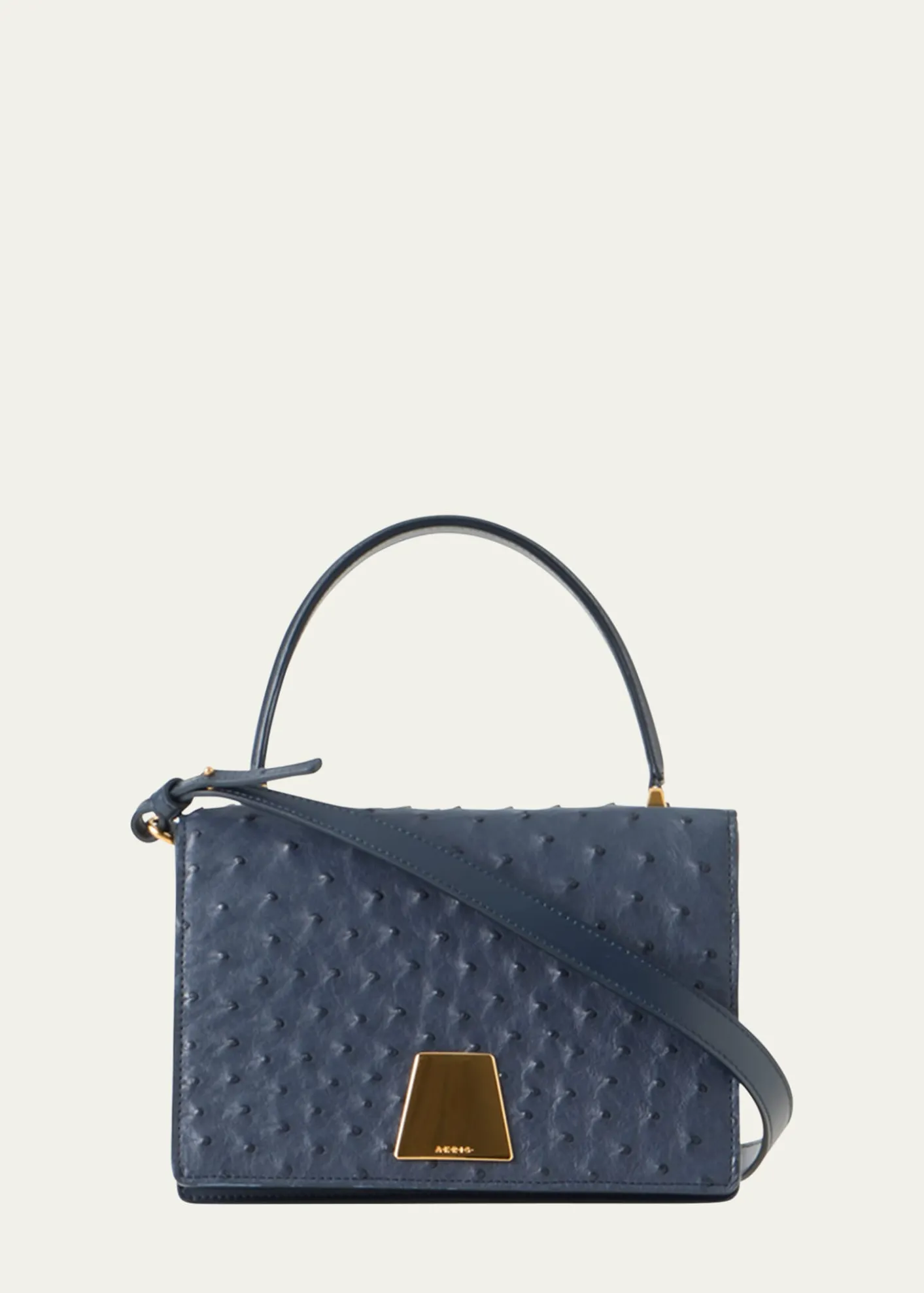 AkrisAlice Small Ostrich Leather Top-Handle Bag