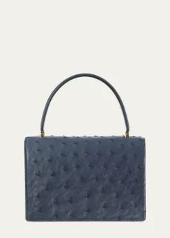 AkrisAlice Small Ostrich Leather Top-Handle Bag