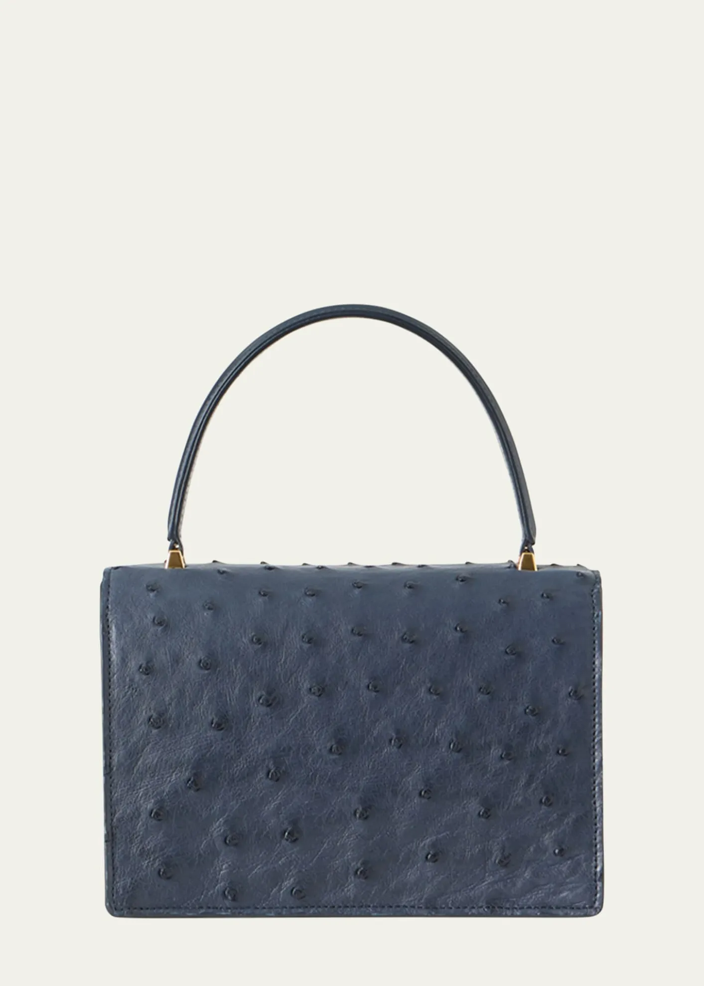 AkrisAlice Small Ostrich Leather Top-Handle Bag