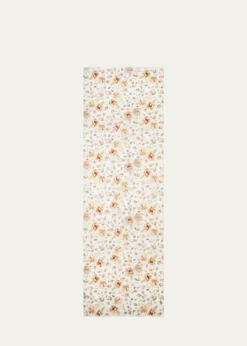 AkrisAnemone Print Fringe Cashmere Scarf