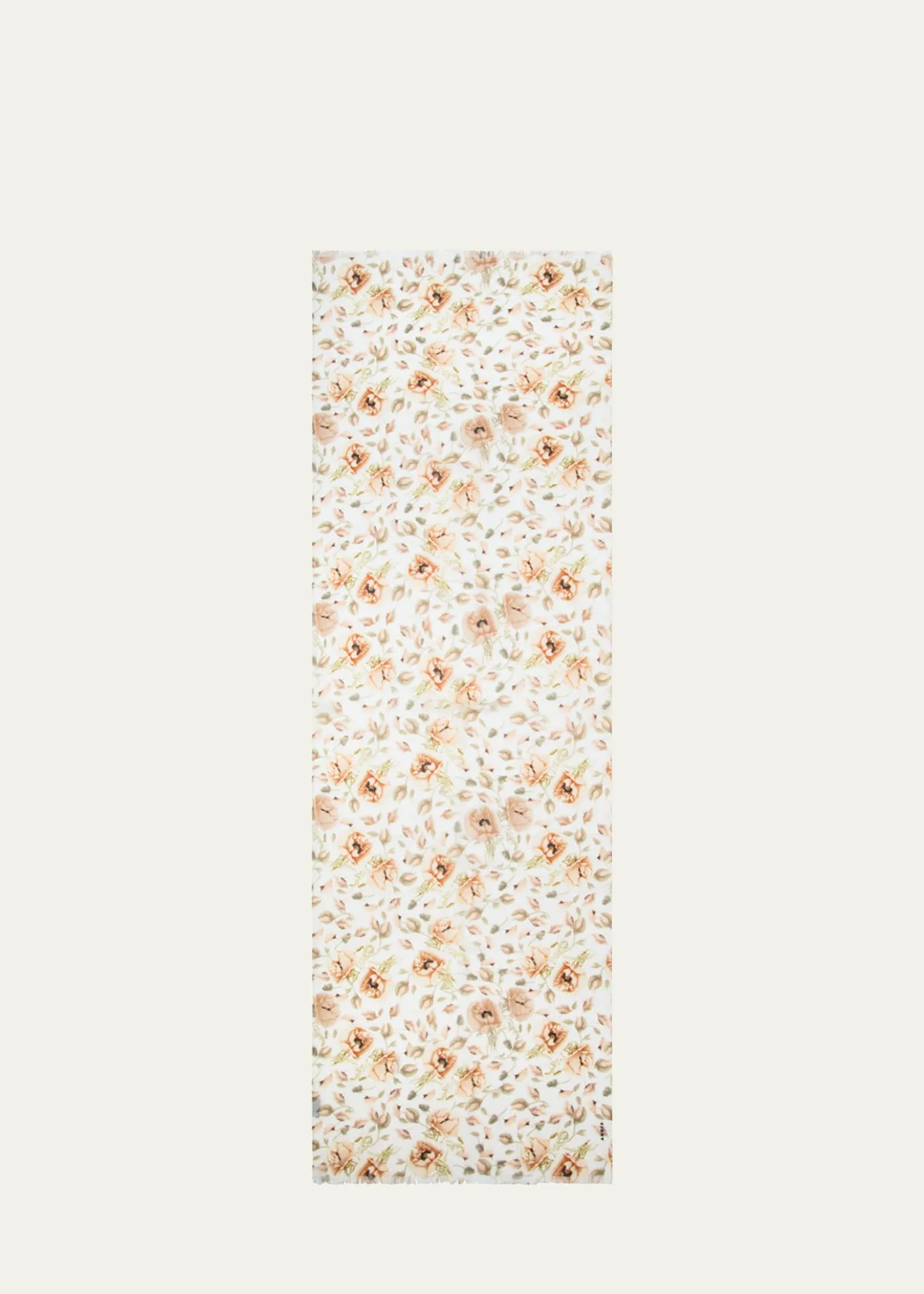 AkrisAnemone Print Fringe Cashmere Scarf