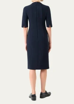 AkrisAsymmetric Slit Short-Sleeve Midi Dress