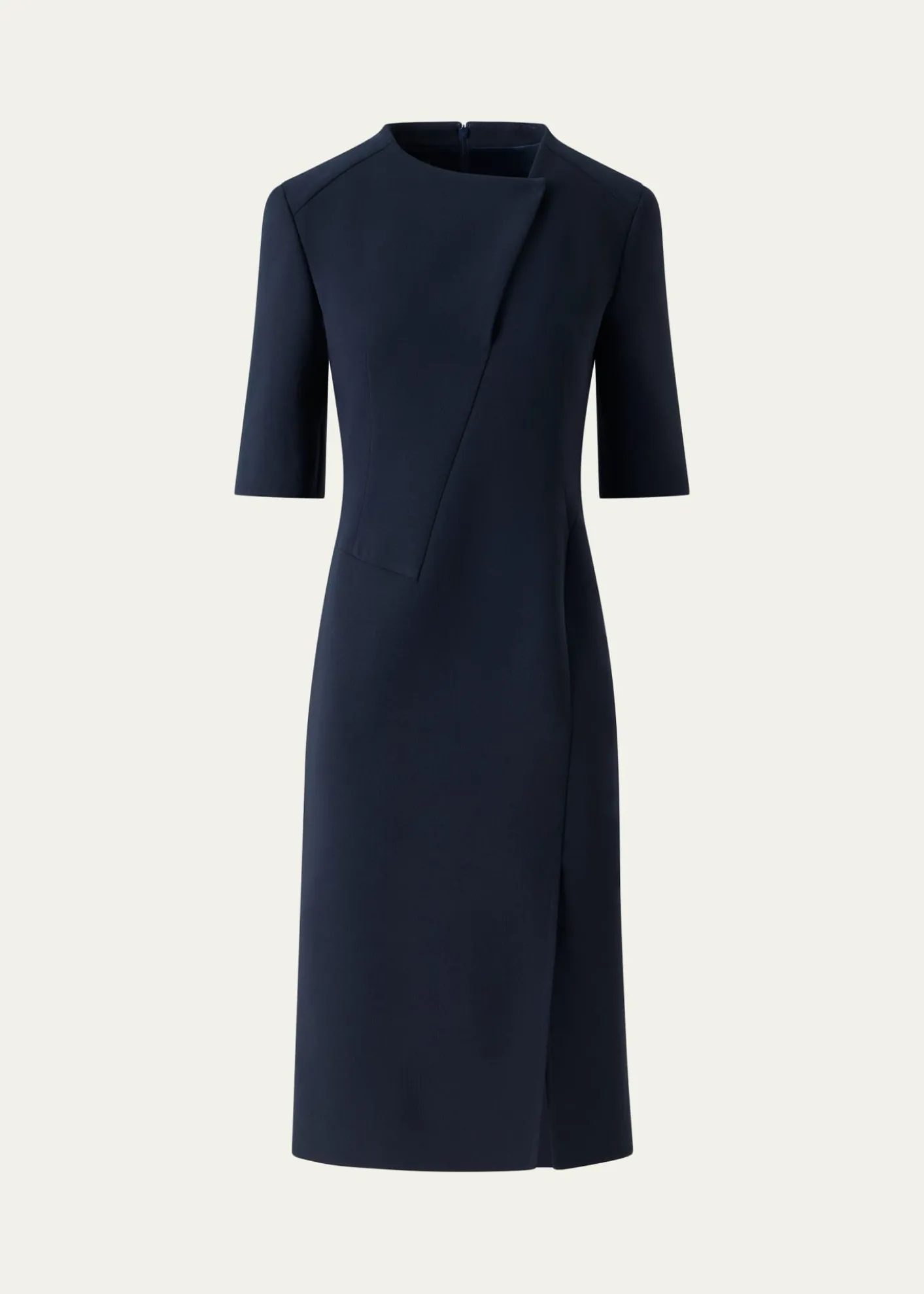 AkrisAsymmetric Slit Short-Sleeve Midi Dress