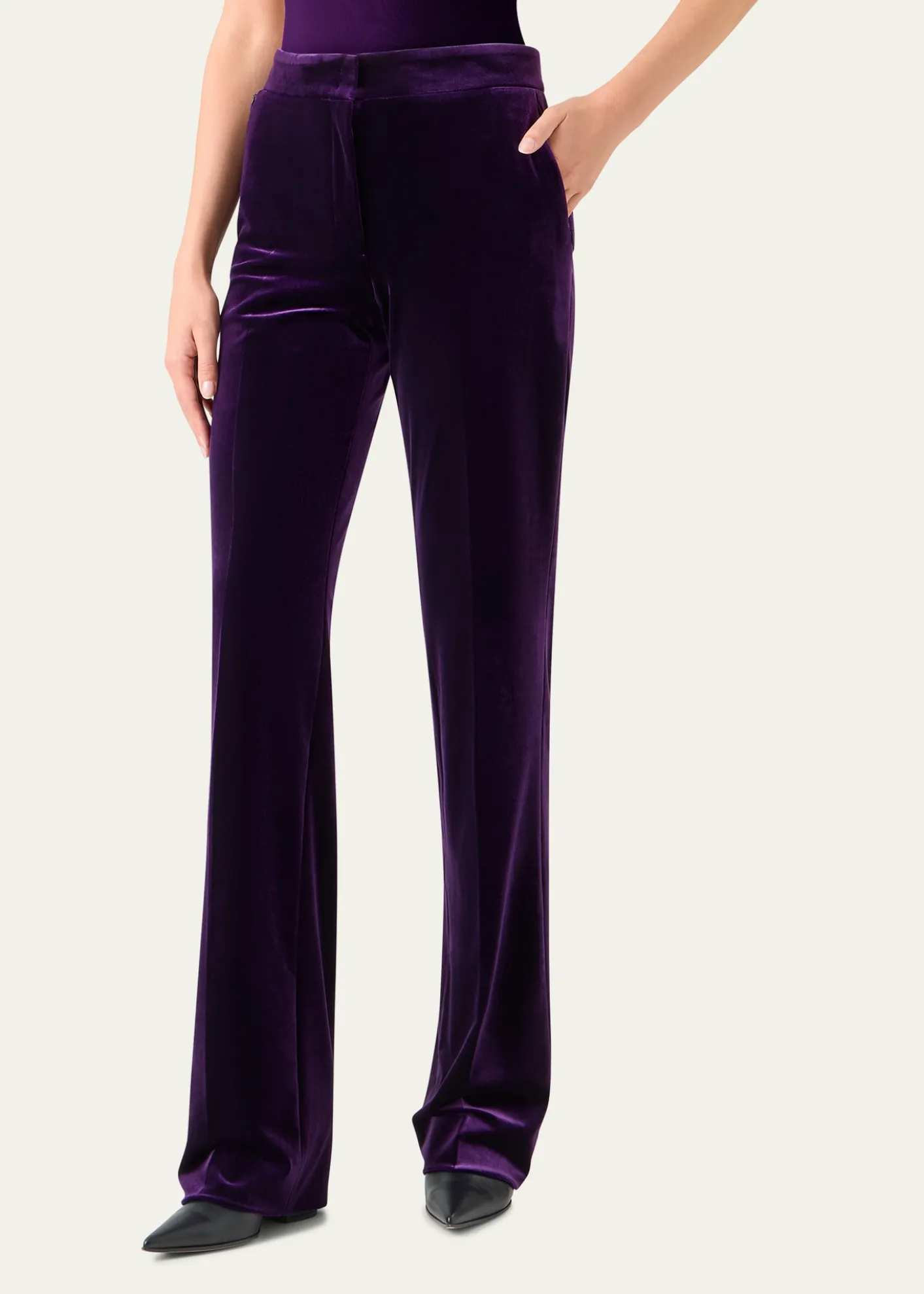 AkrisCarl Velvet Straight-Leg Pants