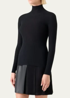 AkrisCashmere-Silk Fine Ribbed Knit Pullover