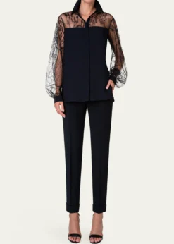 AkrisChris Pleated Straight-Leg Pants