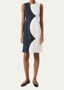 AkrisColorblock Silk Sleeveless Sheath Dress