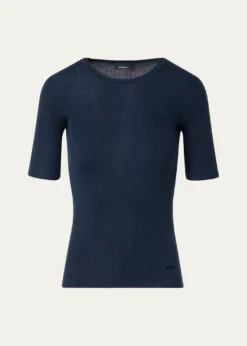 AkrisCotton Silk Short-Sleeve Sweater